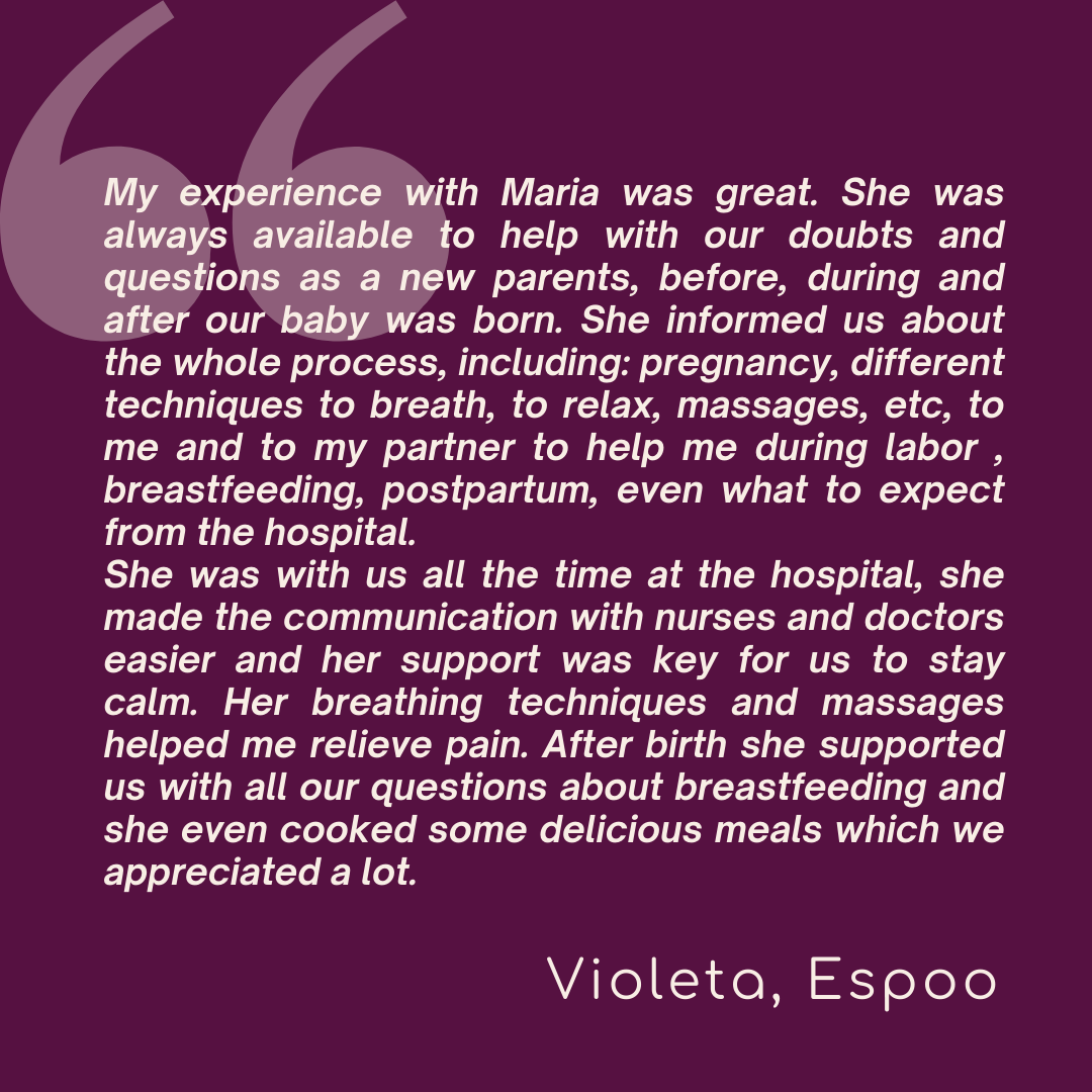 experience with doula in espoo by the birthing person