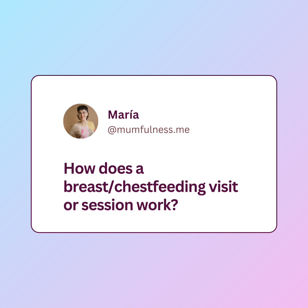 a blue and purple background with a question how does breastfeeding visit work?